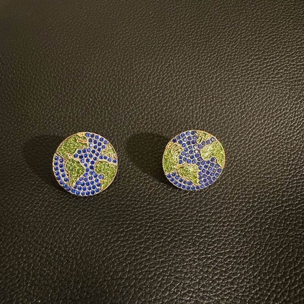 Blue and Green Earth Stud Earrings